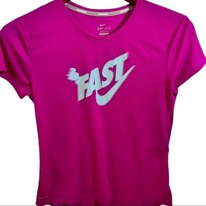 Nike Women's Short Sleeve Tee - Pink with White Logo